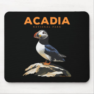 Retro Acadia Nationalpark Atlantik-Papageientauche Mousepad