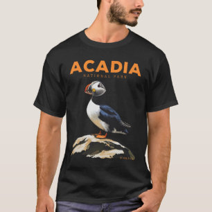 Retro Acadia Nationalpark Atlantik-Papageientauche T-Shirt