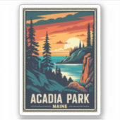 Retro Acadia Nationalpark Aufkleber (Vorderseite)