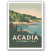 Retro Acadia Nationalpark Bar Harbour Aufkleber (Vorderseite)