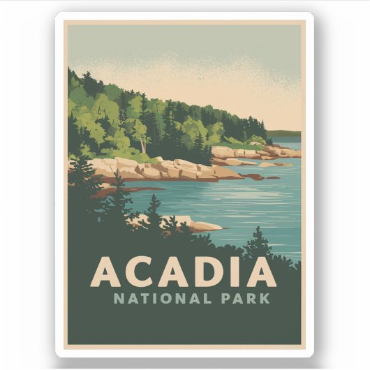 Retro Acadia Nationalpark Bar Harbour Aufkleber (Vorderseite)