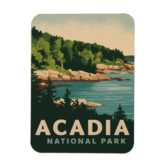 Retro Acadia Nationalpark Bar Harbour Magnet (Vertikal)