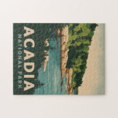 Retro Acadia Nationalpark Bar Harbour Puzzle (Horizontal)