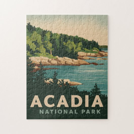 Retro Acadia Nationalpark Bar Harbour Puzzle (Vertikal)
