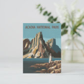 Retro Acadia Nationalpark Landschaft Postkarte (Stehend Vorderseite)