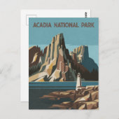 Retro Acadia Nationalpark Landschaft Postkarte (Vorne/Hinten)