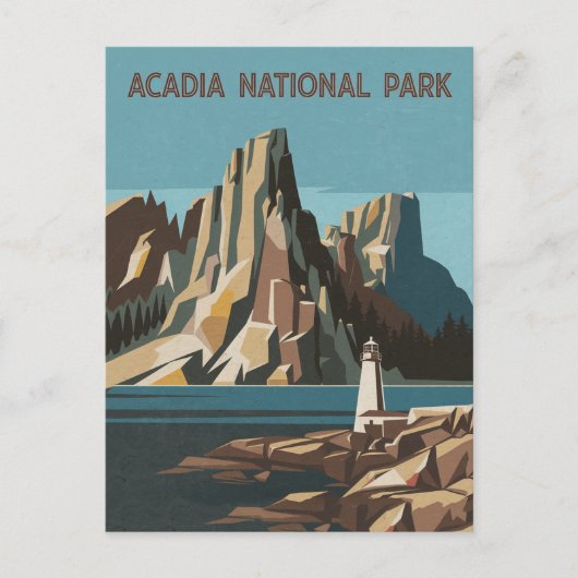 Retro Acadia Nationalpark Landschaft Postkarte (Vorderseite)