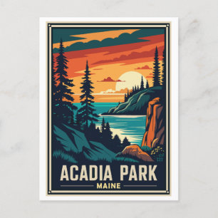 Retro Acadia Nationalpark Postkarte