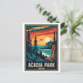 Retro Acadia Nationalpark Postkarte (Stehend Vorderseite)