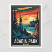 Retro Acadia Nationalpark Postkarte (Vorderseite)