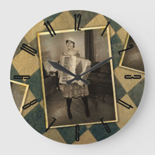 Retro Accordion Große Wanduhr