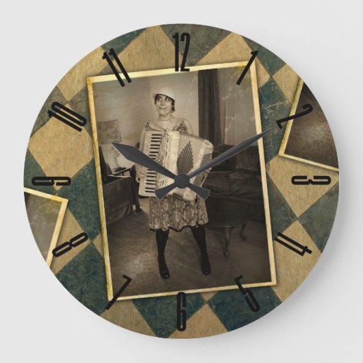 Retro Accordion Große Wanduhr (Vorderseite)