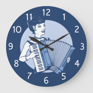 Retro Accordion Lady Große Wanduhr