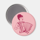 Retro Accordion Lady Magnet (Vorderseite/Rückseite)