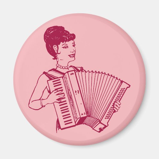 Retro Accordion Lady Magnet (Vorne)