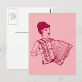 Retro Accordion Lady Postkarte (Vorne/Hinten)