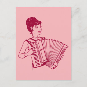 Retro Accordion Lady Postkarte