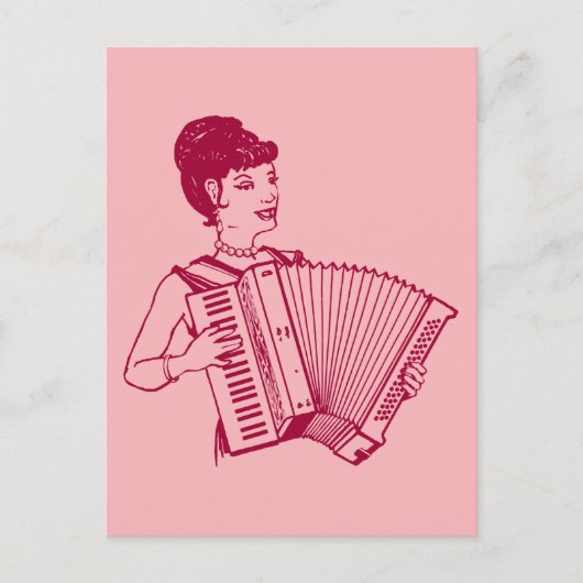 Retro Accordion Lady Postkarte (Vorderseite)
