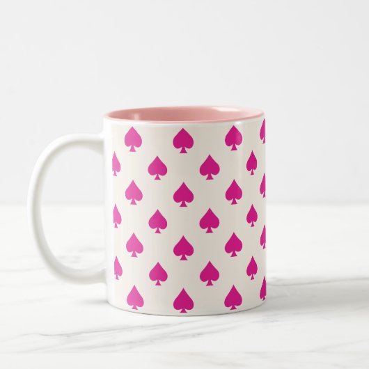 Retro Ace of Spades Muster Pink Extravagant Zweifarbige Tasse (Links)