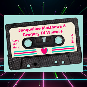 Retro-Achtziger-Musik-Mix-Tape-Einladung zur Hochz Einladung
