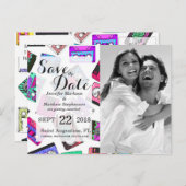 Retro Achtzigerjahre Neunzigerjahre gemusterte Ankündigungspostkarte (Vorne/Hinten)