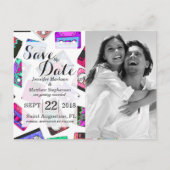 Retro Achtzigerjahre Neunzigerjahre gemusterte Ankündigungspostkarte (Vorderseite)