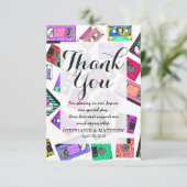 Retro Achtzigerjahre Neunzigerjahre gemusterte Dankeskarte (Stehend Vorderseite)