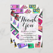 Retro Achtzigerjahre Neunzigerjahre gemusterte Dankeskarte (Vorne/Hinten)