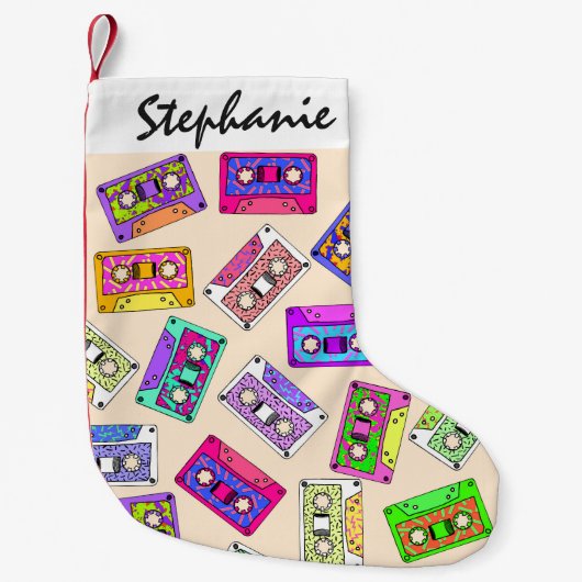 Retro Achtzigerjahre Neunzigerjahre gemusterte Kleiner Weihnachtsstrumpf (Vorderseite)