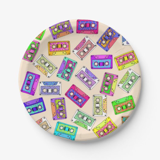 Retro Achtzigerjahre Neunzigerjahre gemusterte Pappteller (Vorderseite)