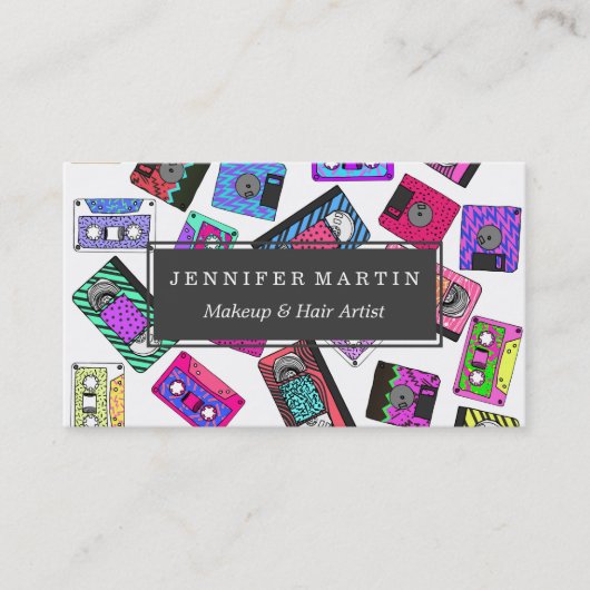 Retro Achtzigerjahre Neunzigerjahre gemusterte Visitenkarte (Vorderseite)