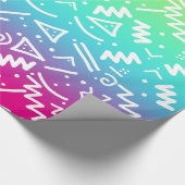 Retro Achtzigerjahre Neunzigerjahre Neonregenbogen Geschenkpapier (Ecke)