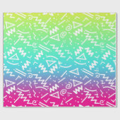 Retro Achtzigerjahre Neunzigerjahre Neonregenbogen Geschenkpapier (Flach)