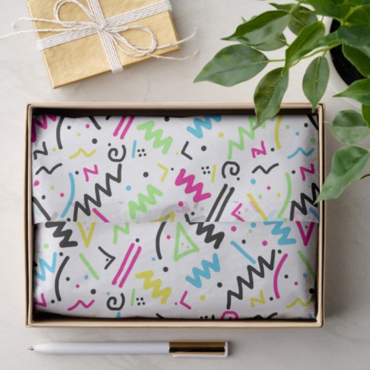 Retro Achtzigerjahre Neunzigerjahre rosa Seidenpapier (Geschenk)