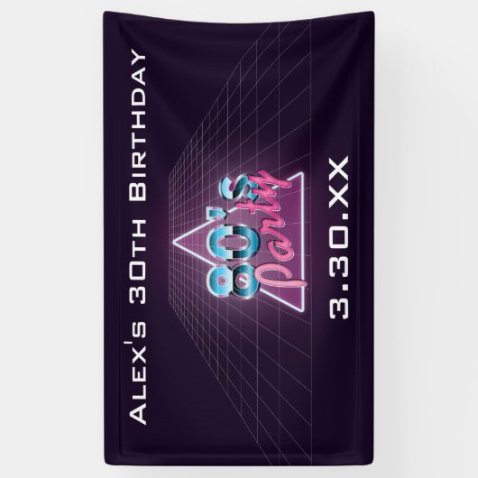 Retro Achtzigerjahre Party-Fahne Banner (Vertikal)