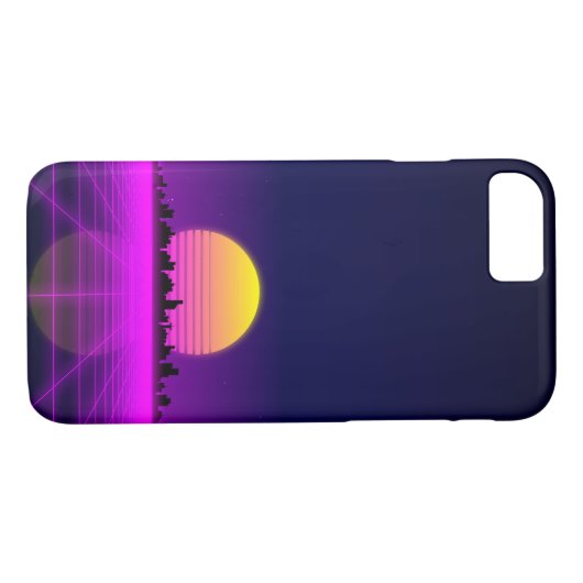 Retro Achtzigerjahre synthwave glühende Case-Mate iPhone Hülle (Rückseite (Horizontal))