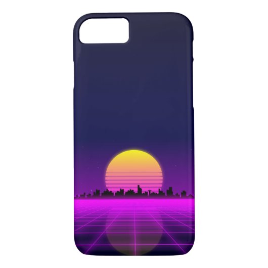 Retro Achtzigerjahre synthwave glühende Case-Mate iPhone Hülle (Rückseite)