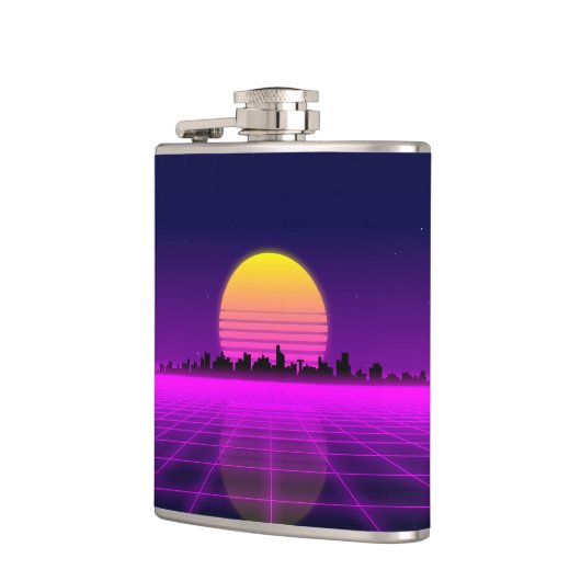 Retro Achtzigerjahre synthwave glühende Flachmann (Links)