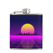 Retro Achtzigerjahre synthwave glühende Flachmann (Vorderseite)