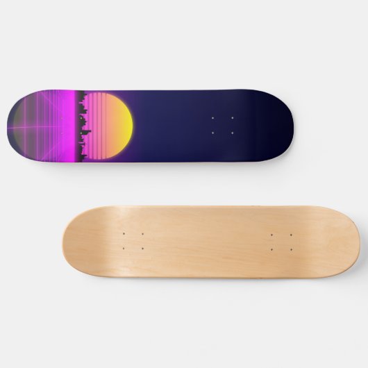 Retro Achtzigerjahre synthwave glühende Skateboard (Horizontal)