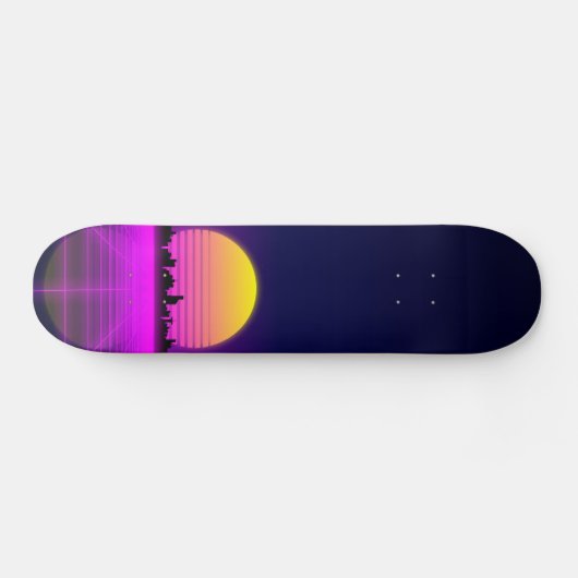 Retro Achtzigerjahre synthwave glühende Skateboard (Horizontal)