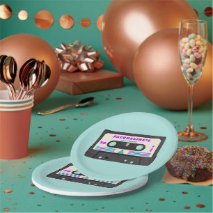 Retro Achtzigers Lila Mix-Tape 30. Geburtstags-Par Pappteller