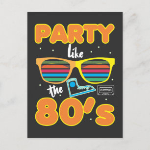 Retro Achtzigers Party wie der 80er Postkarte