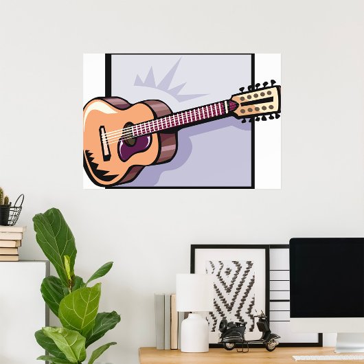 Retro Acoustic 12-String Gitarre Poster