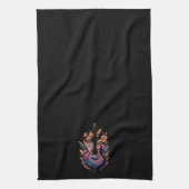 Retro Acoustic Gitarre Blume Hippie Groovy Geschirrtuch (Vertikal)