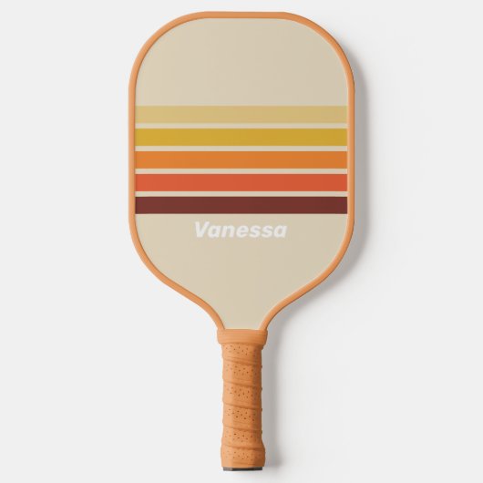 Retro Across Striping with Name Pickleball Schläger (Vorderseite)