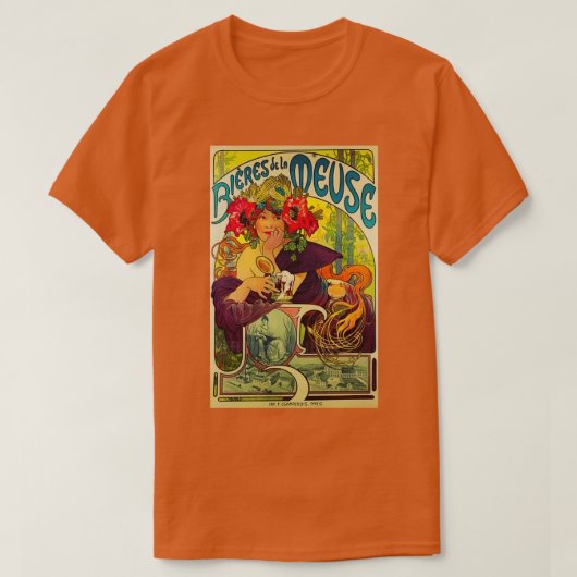 Retro ad Bieres de la Meuse Alphonse Mucha T-Shirt (Design vorne)