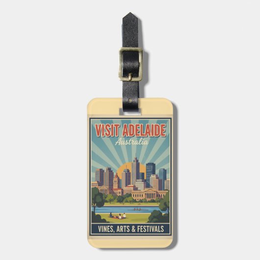Retro Adelaide Australien, Reben & Feste Reise Gepäckanhänger (Vorderseite vertikal)