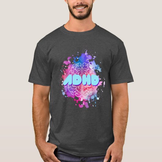 Retro ADHD Paint Spritzer Brain Shirt (Vorderseite)