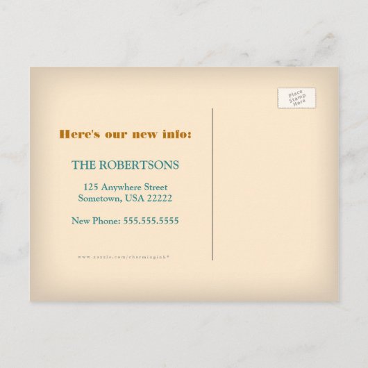 Retro-Adressenänderung Postkarte (Rückseite)